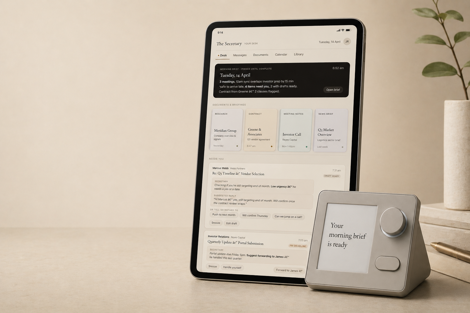 The Secretary — iPad tablet and desk intercom device